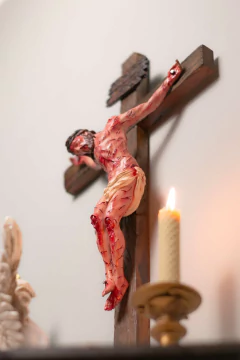 50cm Flagelo - Crucifixo Realista Parede - Atelieomonte