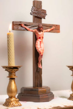 30cm Calvário - Crucifixo Realista Com Base